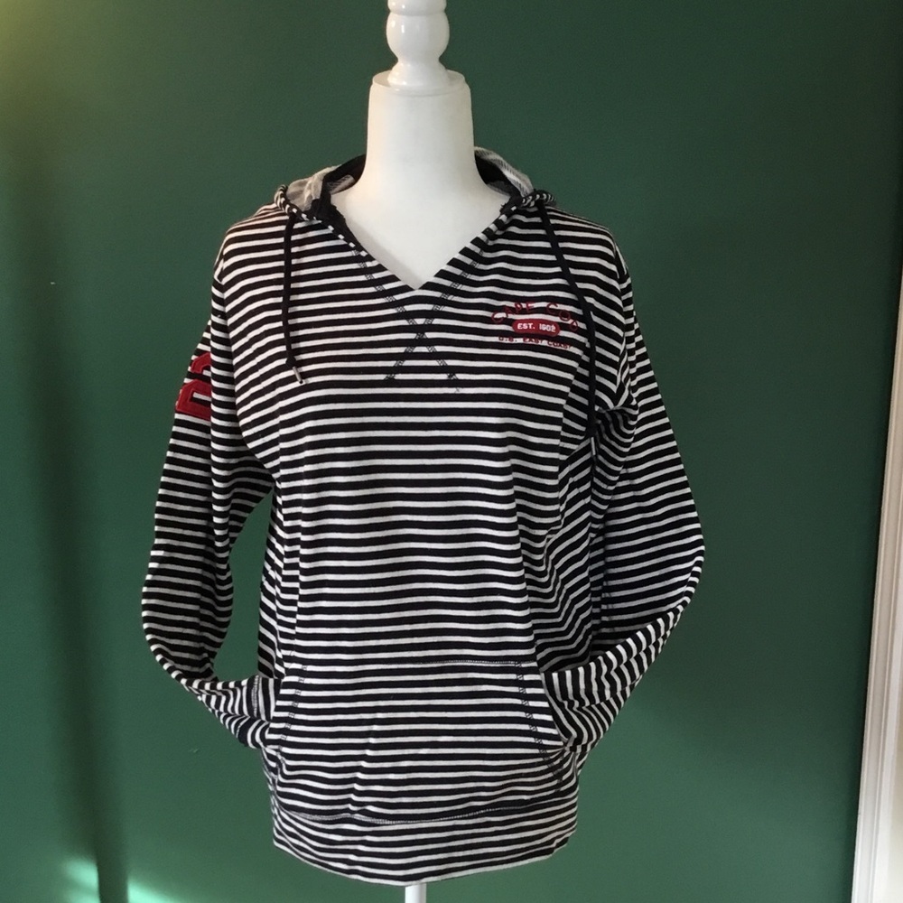Source Unknown Navy and White Striped Hoodie